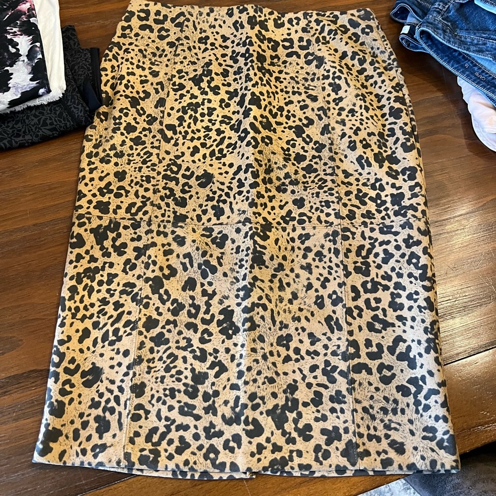 Marc New York Leopard Suede Pencil Skirt